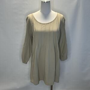 Soft Surroundings Sweater Womens Medium Tan Textured Pullover 3/4 Sleeve Cotton